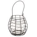 Floristik24 Latarnia ogrodowa z uchwytem, czarna, szklany świecznik, Ø17cm, wys.15cm