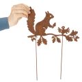 Palik ogrodowy wiewiórka na gałęzi, metal patynowany, wys. 42 cm, 3 sztuki | Floristik24.pl