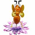 Floristik24 Przypinka kwiatowa pszczoła na kwiatku z metalowymi sprężynkami pomarańczowy, fioletowy wys.74cm