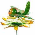 Floristik24 Korek dekoracyjny motyl i kwiat z metalowymi piórami zielony, pomarańczowy H70cm