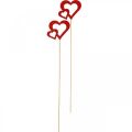 Floristik24 Wtyczka kwiatowa serce drewno czerwona romantyczna dekoracja 6cm 24szt