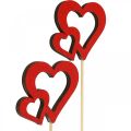 Floristik24 Wtyczka kwiatowa serce drewno czerwona romantyczna dekoracja 6cm 24szt