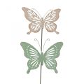 Floristik24 Słupek metalowy motylek różowy zielony 10,5x8,5cm 4szt