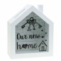 Floristik24 Pudełko oszczędnościowe &quot;Nasz nowy dom&quot; drewno szkło białe 15x7cm W18cm