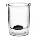 Floristik24 Latarnia szklana z świecznikiem na herbatę czarny metal Ø13,5×W20cm