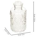 Miniaturowy wazon szklany z wzorem diamentowym, mały wazon stołowy, butelka, przezroczysty, 9 cm, 6 sztuk | Floristik24.pl