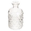 Floristik24 Butelka szklana z wzorem diamentowym, butelka dekoracyjna, wazon, mała, 13 cm, 6 sztuk