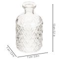 Butelka szklana z wzorem diamentowym, butelka dekoracyjna, wazon, mała, 13 cm, 6 sztuk | Floristik24.pl