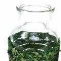 Floristik24 Deco szklana butelka z rafią w kolorze zielonym W10cm 4szt