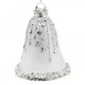 Floristik24 Dzwonki bożonarodzeniowe, ozdoby choinkowe, dzwonki szklane Ø6,5cm W8cm biały zestaw 2 szt