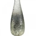 Floristik24 Wazon na kwiaty ze szkła, wazon stołowy dwukolorowe prawdziwe szkło bezbarwne, srebrne wys.30cm