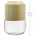 Floristik24 Wazon szklany z drewnianym ozdobnym wazonem do suchej florystyki wys.20cm