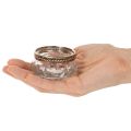 Szklane podgrzewacze z ozdobnym metalowym rantem, 6 cm, 4 sztuki | Floristik24.pl