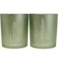 Floristik24 Latarnie, świeczniki szklane Świąteczne zielone Ø7cm 2szt