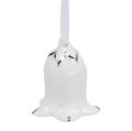 Floristik24 Dzwoneczek w kształcie kwiatka 5cm - 5,5cm biały, srebrny 4szt