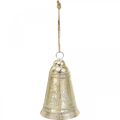 Floristik24 Dzwonek świąteczny do powieszenia, Adwent, złoty dzwonek, antyczny wygląd, Ø10,5cm W17cm