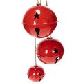 Floristik24 Dzwonki metalowe czerwone, zestaw 3 szt., dekoracyjne, 14/12/8 cm