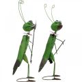 Grasshopper Garden Figurka Metalowa dekoracja Cricket z grabiami i łopatą H33cm Zestaw 2