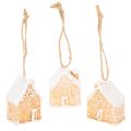 Floristik24 Domek z piernika ceramiczna wisząca dekoracja zimowa świąteczna 6 cm 3 szt.