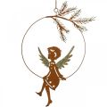 Floristik24 Pierścionek aniołek rdza metalowa Dekoracja świąteczna 23,5x16,5cm 3szt