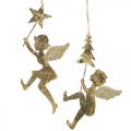 Floristik24 Zawieszka anioła złota, dekoracja świąteczna anioła H20/21.5cm 4szt
