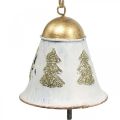 Floristik24 Dzwonki bożonarodzeniowe Vintage Dekoracje świąteczne Złoto-białe 2szt