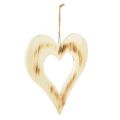 Floristik24 Ozdobne serce Drewniane ozdobne serce w sercu wypalonym naturalnym 25x25cm
