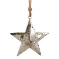 Dekoracja wisząca gwiazda metalowa dekoracja świąteczna srebrna 15,5cm 3szt