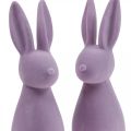 Floristik24 Deco Bunny Deco Easter Bunny Flokowany Liliowy Fioletowy W29,5cm 2szt