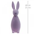 Floristik24 Deco Bunny Deco Easter Bunny Flokowany Liliowy Fioletowy W69cm