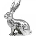 Floristik24 Zajączek siedzący srebrny króliczek figurka dekoracja stołu Wielkanoc 16,5 cm