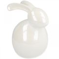 Floristik24 Zajączek ceramiczny, figurka wielkanocna, dekoracja wiosenna, zajączek wielkanocny biały, masa perłowa wys.17cm