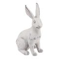 Floristik24 Królik siedzący królik dekoracyjny sztuczny kamień biały szary wys. 21,5 cm