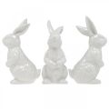 Floristik24 Ceramiczny króliczek siedzący biały zajączek wielkanocny Dekoracja wielkanocna wys. 14,5 cm 3 szt.
