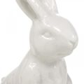 Floristik24 Ceramiczny króliczek siedzący biały zajączek wielkanocny Dekoracja wielkanocna wys. 14,5 cm 3 szt.