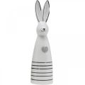 Floristik24 Ceramiczny króliczek w rożek białe czarne serce w paski wys. 30 cm