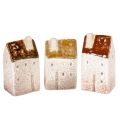 Floristik24 Zestaw dekoracyjnych ceramicznych domków w miniaturze, dekoracja stołu, 9 cm, 3 sztuki