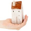 Ceramiczna dekoracja domu z kominem, domek z podgrzewaczy, jesień i zima, 13 cm, 2 sztuki | Floristik24.pl