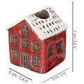 Świecznik ceramiczny, dekoracyjny domek ze śniegiem do dekoracji stołu, 7cm, 2 sztuki | Floristik24.pl