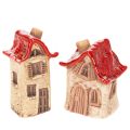 Floristik24 Zestaw ceramicznych dekoracji do domu Małe domki z czerwonym dachem 8 cm 2 szt.