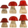 Floristik24 Jesienna dekoracja grzyby dekoracyjne z drewna Czerwone grzyby drewniane H5-7cm 6 sztuk