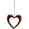 Floristik24 Serce z drewna, dekoracyjne serce do powieszenia, czerwone serce wys.15cm