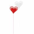 Floristik24 Serce na patyku, dekoracyjne serce w kształcie korka, dekoracja ślubna, walentynki, dekoracja serca 16 sztuk