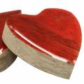 Floristik24 Serca z drewna mango glazurowane naturalne, czerwone 4,3 cm × 4,6 cm 16 sztuk