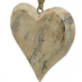 Floristik24 Dekoracja ślubna, zawieszka w kształcie serca, walentynki, dekoracja drewniana z wzorem natury, sprana biała 14×15,5cm 3szt