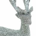 Floristik24 Figurka Deco jeleń srebrny brokat 9cm x 16cm