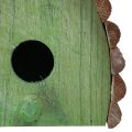 Floristik24 Wisząca dekoracja dla ptaków z okrągłym dachem, drewno, zielono-brązowy, 16,5×10×17cm