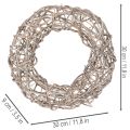 Wieniec drewniany, wianek dekoracyjny, naturalna biel, Ø30cm, wys. 9,5cm | Floristik24.pl