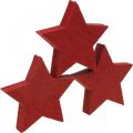 Floristik24 Drewniane gwiazdki czerwona posypka gwiazdki bożonarodzeniowe 3cm 72szt