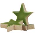 Floristik24 Gwiazdki drewniane Ozdoby świąteczne dekoracje rozproszone błyszczące jasnozielone Ø5cm 8szt